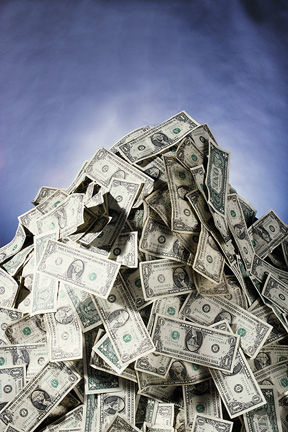 A large stack of $1 bills